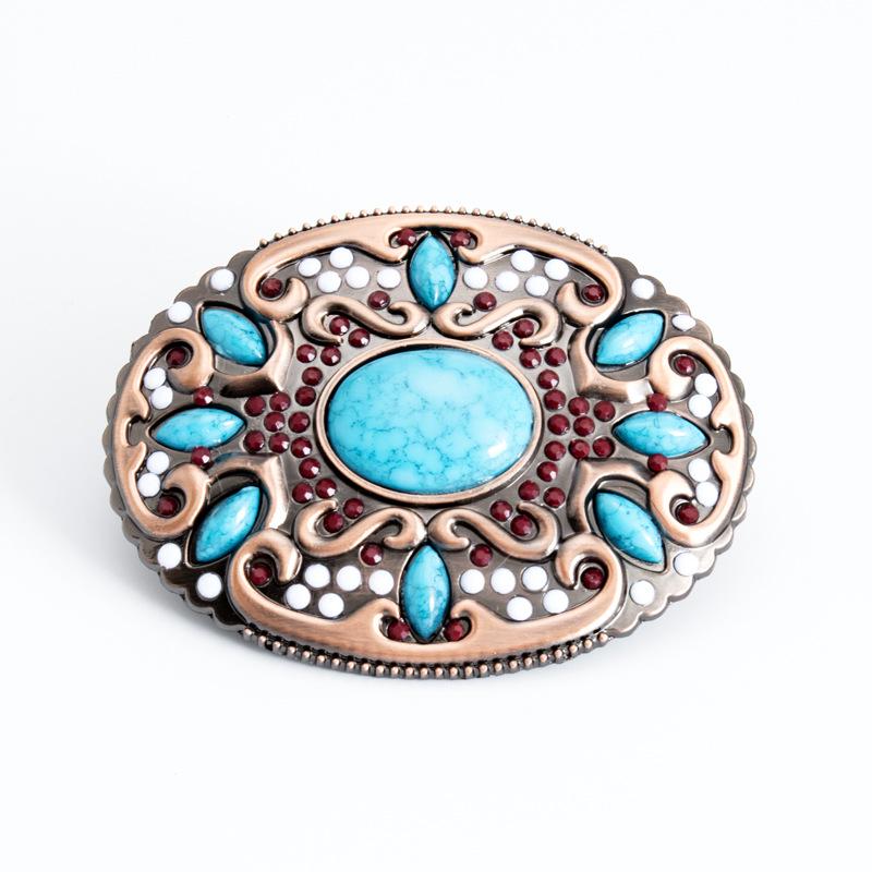 Turquoise Ethnic Oval Gemstone Belt Buckle
