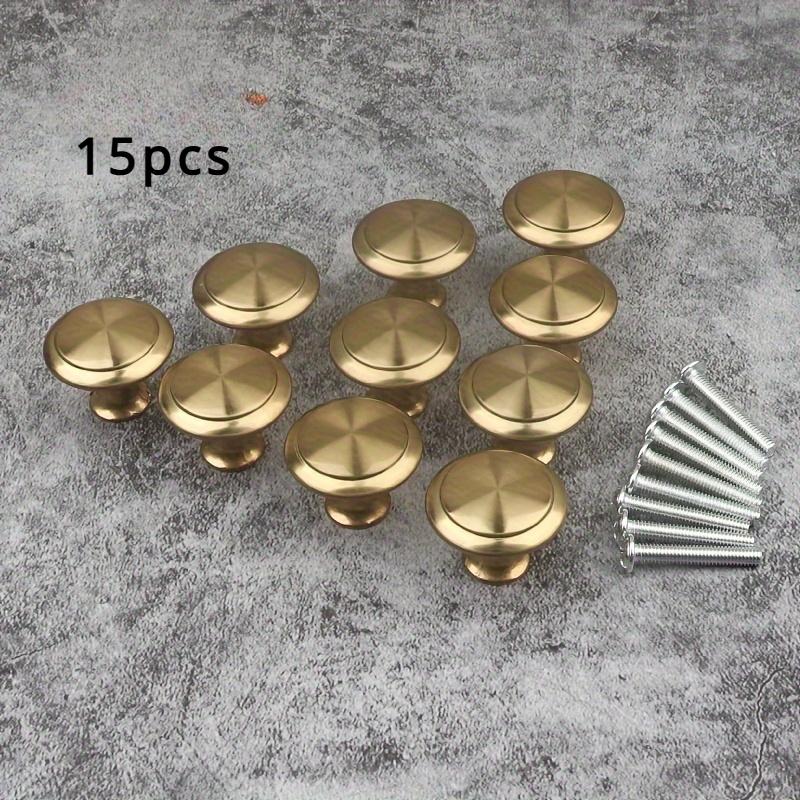 15pcs/8pcs Golden Metal Cabinet Drawer Pulls - Drag-Pull Mechanism Single Hole Knobs for Dressers, Wardrobes, Furniture Hardware