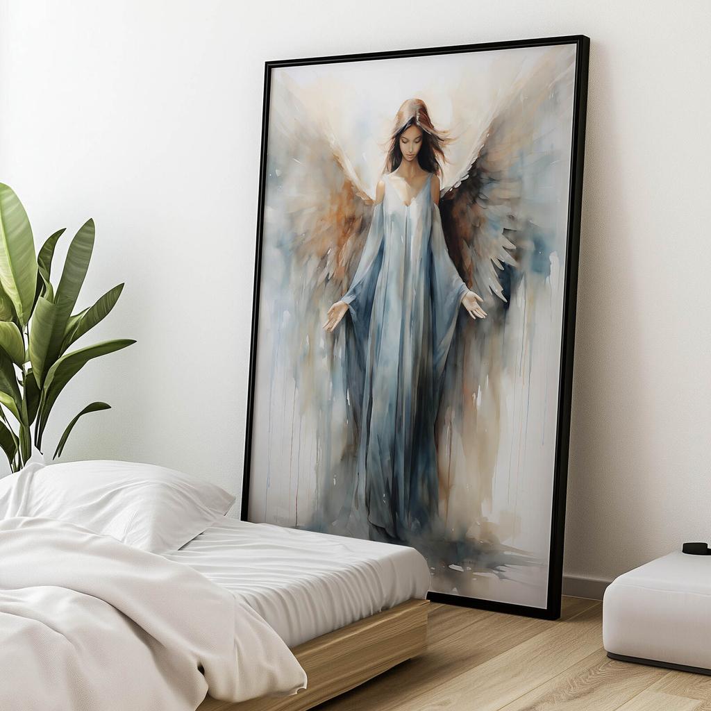 Blue Angel Spiritual Charm Blue Angel Spiritual Charm, 70X100 Cm, Black Aluminum Frame, 230 Gsm Matte Paper