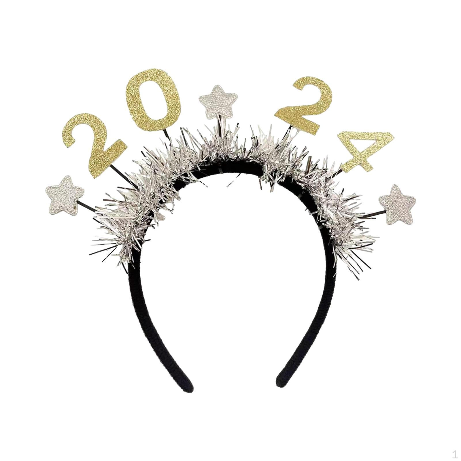 

Happy Year Headband Hair Hoop Decor Accessory Headwear Headdress for Party Favors срібний