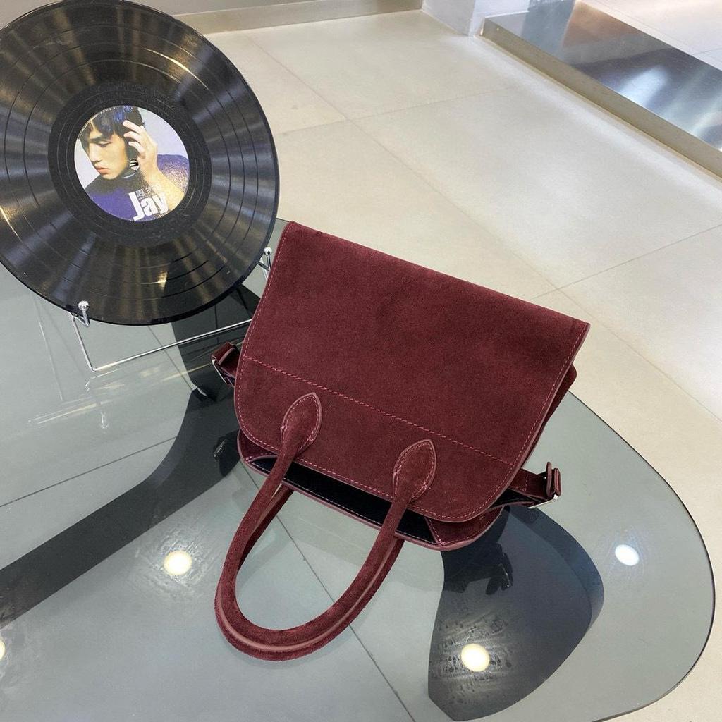 Women's Genuine Leather Retro Handbag - Large Capacity, Frosted Cowhide, Autumn/Winter Trendy Commuter Bag