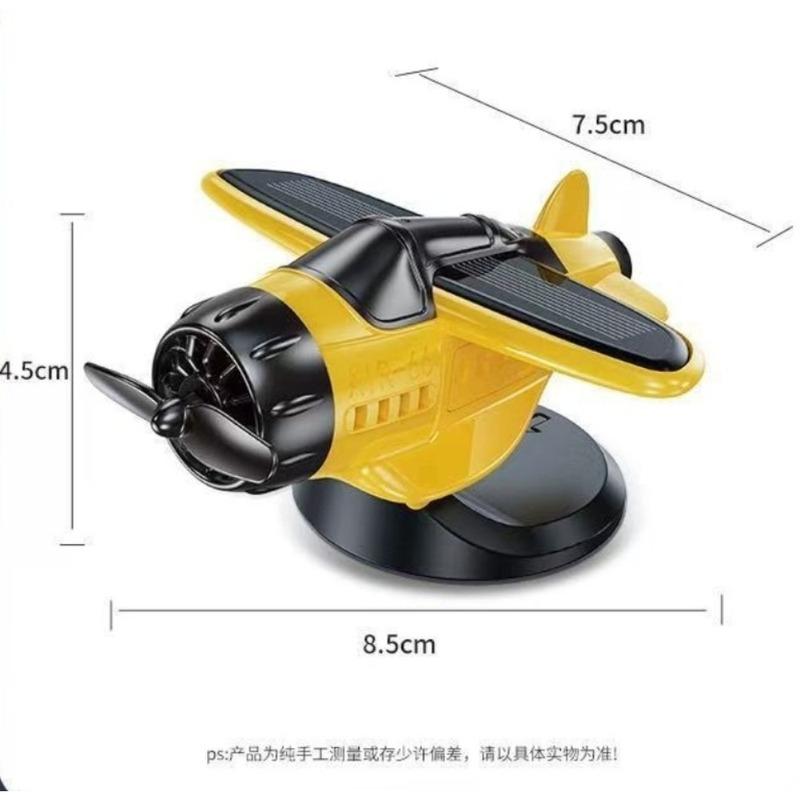 Rotating Airplane Car Solar Powered Dashboard Ornament Creative Interior Decoration Essential Car Decor Auto Dashboard Styling