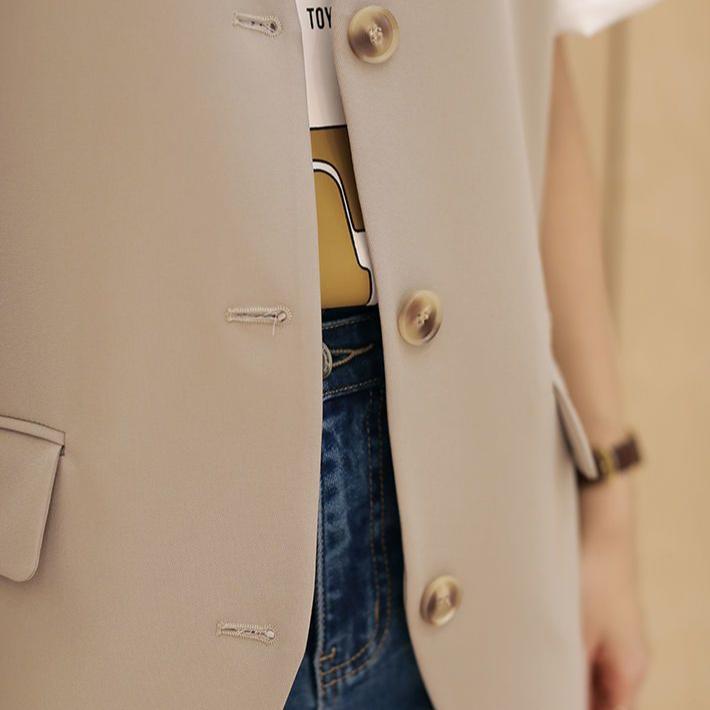 Damen Anzugweste im britischen Stil mit lockerem Schnitt für Frühlingsmantel