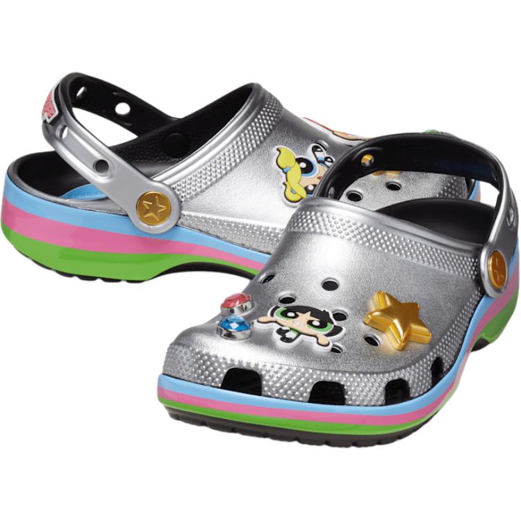 Crocs The Powerpuff Girls x Classic Clog Kids Metalická stříbrná Dětské tenisky 210264-001