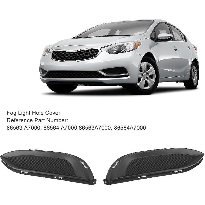 Akozon Fog Light Hole Cover, 2PCS Fog Light Grille Trim Left Right Front Bumper Fog For KIA Forte Sedan 2014 to 2016
