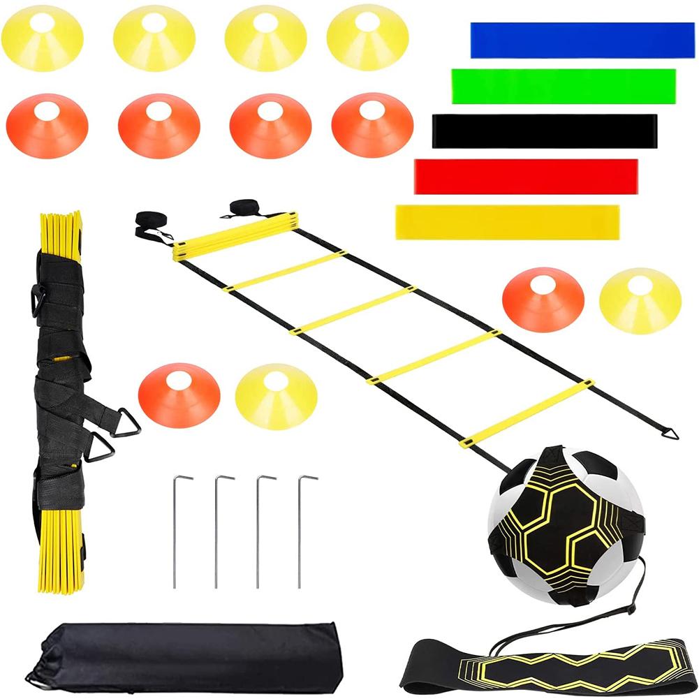 Soccer Agility Training Equipment Set with 20ft Agility Ladder 12 Soccer Cones for Soccer Football Basketball