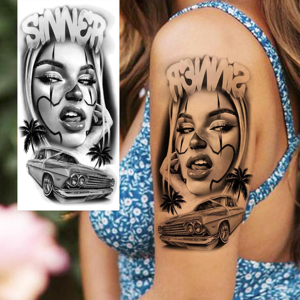 1 Sheet Full Arm Robber Gangster Temporary Tattoos For Men Women Waterproof  Tatoo Sleeve Realistic Bad Guy Fake Tattoos Sticker