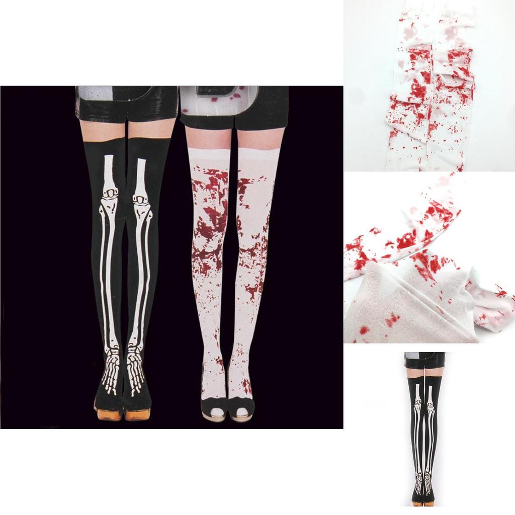 Halloween Blood Dripping Skeleton Socks With Cotton Fabric For Cosplay Costume Accessories
