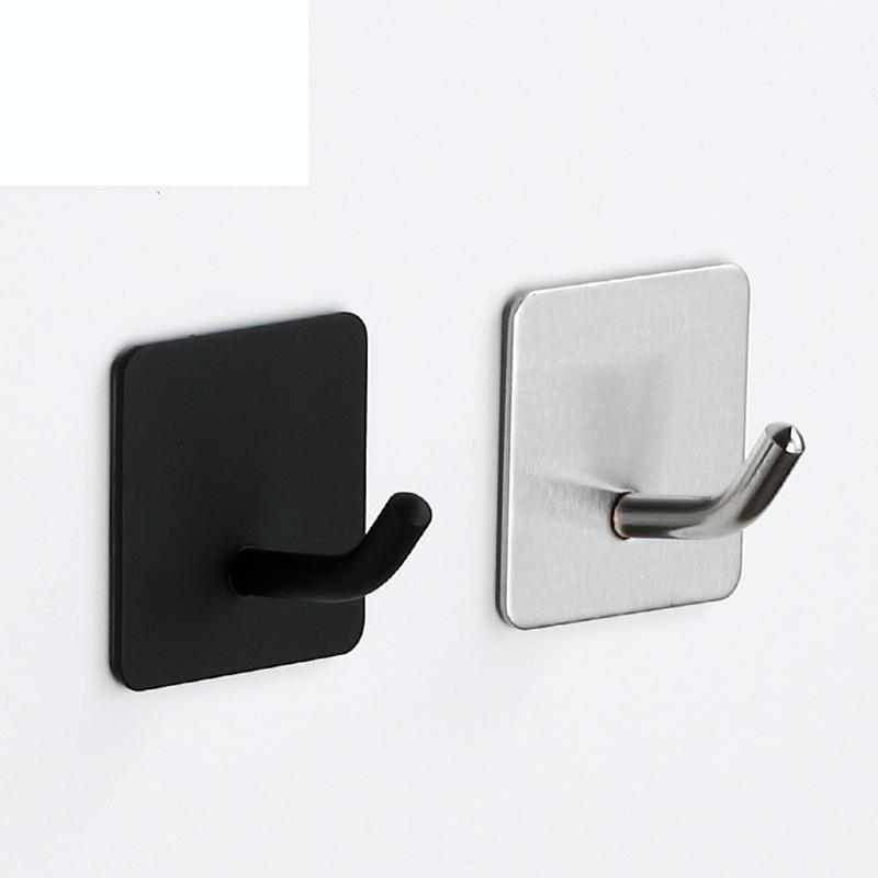 Self Adhesive Wall Hook Coat Rack Key Holder Towel Hooks Bedroom Stainless Steel Clothes Rack Kitchen Bathroom Accessories