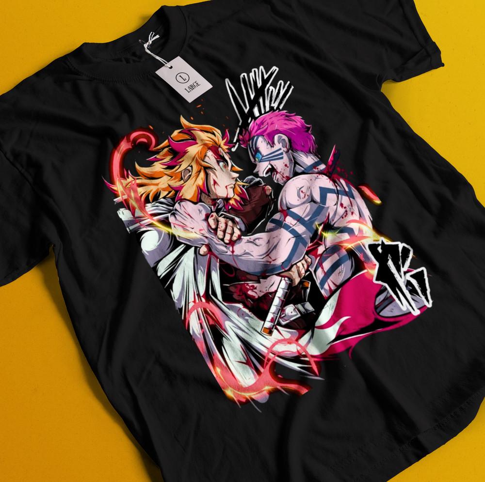 

Demon Slayer Shirt Akaza vs Rengoku Tshirt Zenitsu T-Shirt Muzan Tanjiro Doma L