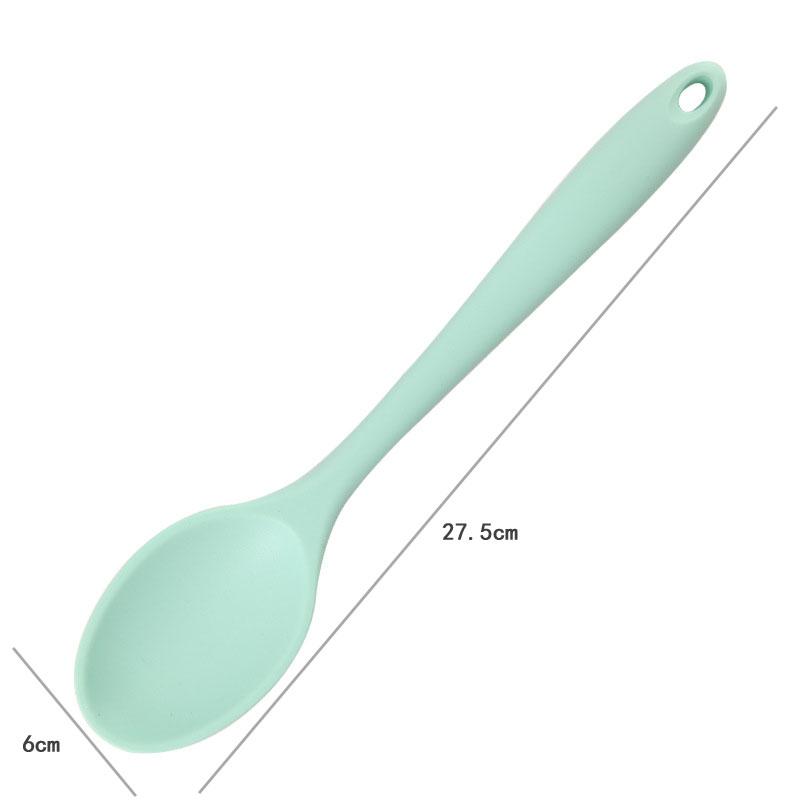 JCD 1pc Soft Silicone Food Grade Long Handled Heat-Resistant Soup Spoon For Stirring Eating Cooking Tableware Accessories