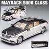 1:24 მასშტაბის Benz S600 შენადნობის ძვირადღირებული მანქანის მოდელი, Diecasts ლითონის სათამაშო მანქანები, მანქანის მოდელი მაღალი სიმულაციური ხმის და მსუბუქი ბავშვების საჩუქარი