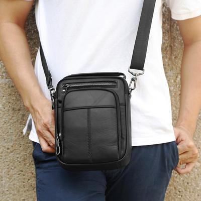Borsa a tracolla vintage in pelle bovina da uomo, borsa multifunzionale casual da cintura, vera pelle, tendenza, borsa a tracolla da uomo, estate
