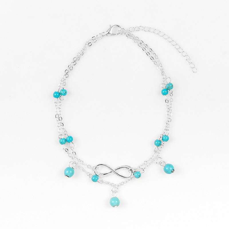 

Turquoise pendant foot decoration ebay hot new product multi-layer 8-character turquoise anklet срібний