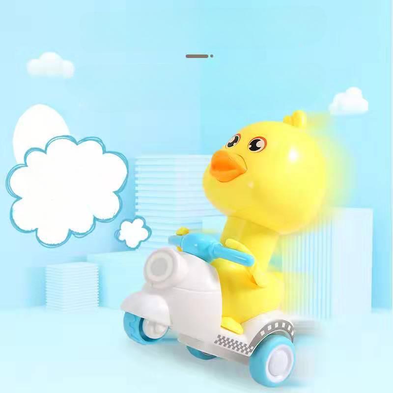 Inertia Pull-Back Duck Motorcycle, Cool Sliding Duck, No Battery Press Plastic Pull-Back Car