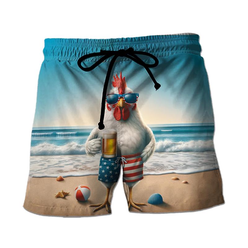 

Funny Chicken Graphic Printed Men s Beach Shorts 3D Printing For Men s Casual Shorts Men s and Women s Sports Shorts XXS