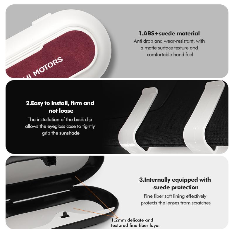 For Mitsubishi Car Logo Suede Mounted Sun Visor Glasses Case Sunglasses Organizer Box Outlander Pajero Sport Lancer EX ASX L200