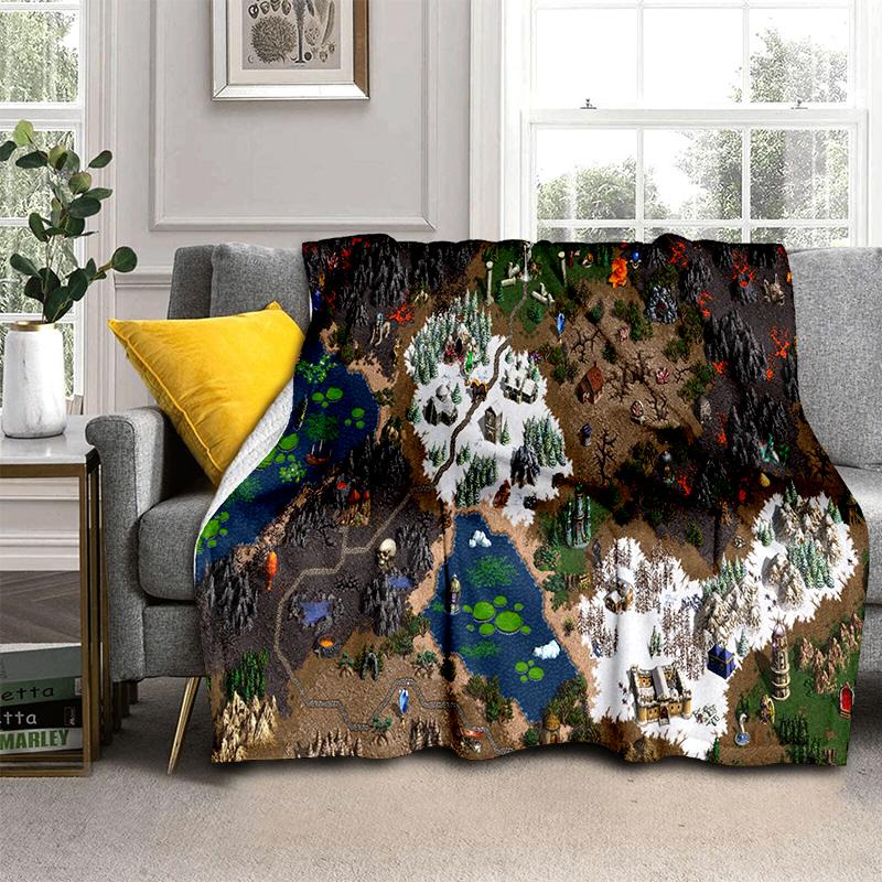 

Скриня зі скарбами Герої Меча та Магії Стиль Карти 29 Нова Ковдра HOMM3, М яка Плетена Ковдра для Дому Спальні Ліжка Дивана Подорожей Дитини 100x150cm