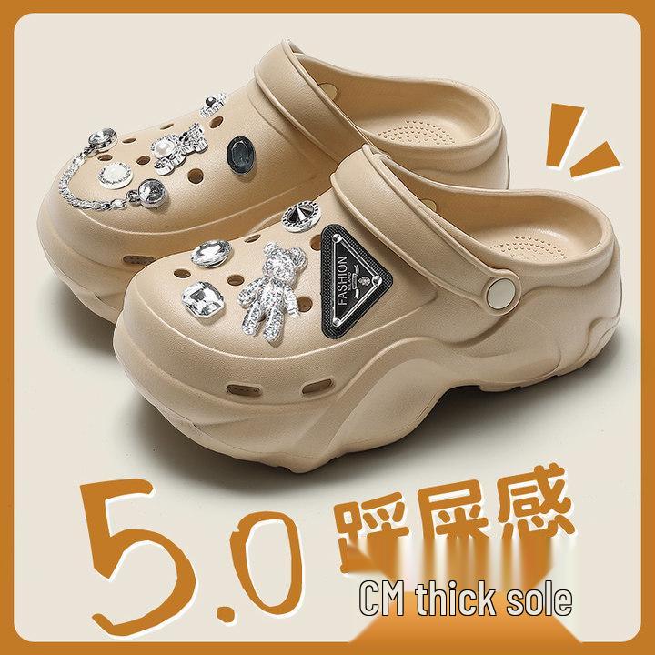 2025 Trendy Xiaohongshu Influencer Cute Cartoon Non-slip Thick-soled Summer Outdoor Closed-toe Slippers