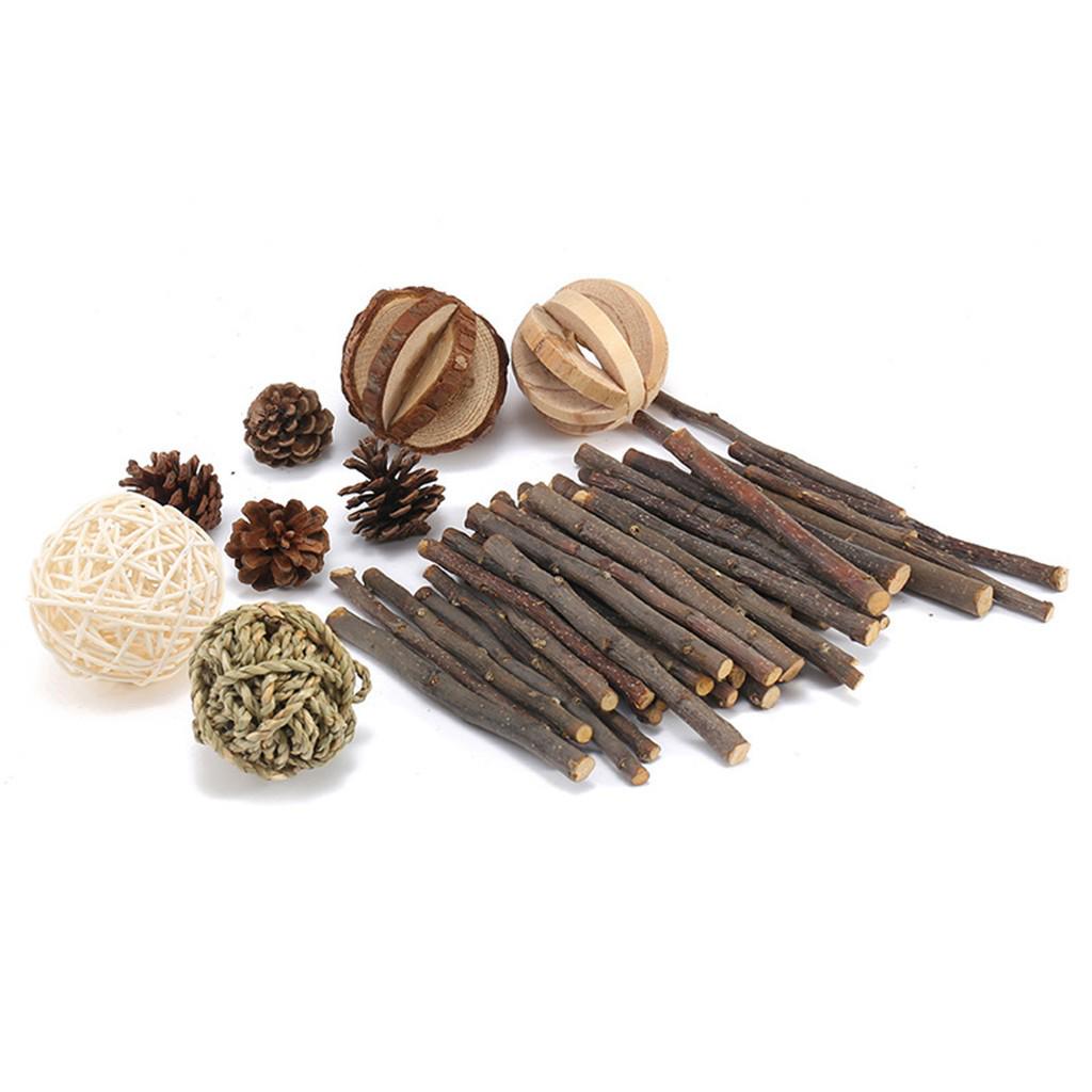 Wooden Pet Toy Hamster  Pig Parrot Playing Molars Set