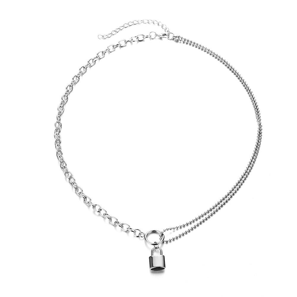 Stylish Alloy Lock Pendant Choker Necklace For Women Featuring Trendy Geometric Style