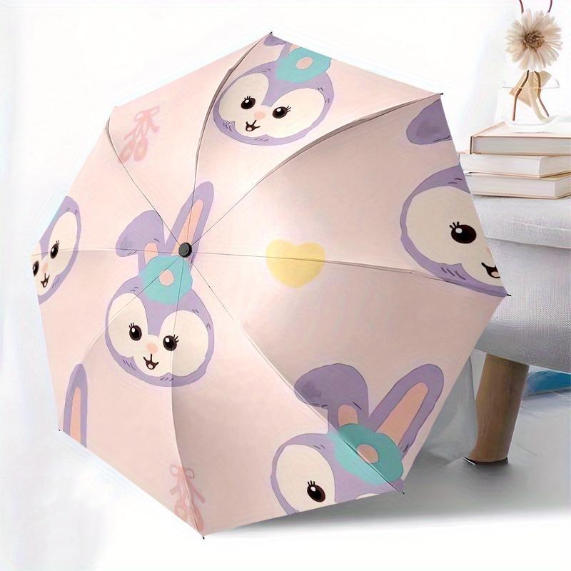 Disney Bunny,Pastel,Cute Manual Opening and Closing Umbrella, 8-Rib Reinforced Folding Design, Lightweight