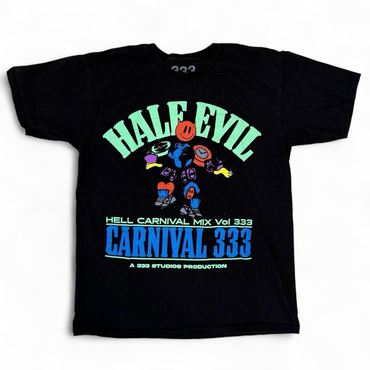 Half Evil 333 Hell Carnival Black Graphic T-Shirt Adult Large Grunge Goth Tee Unisex T-Shirt XL