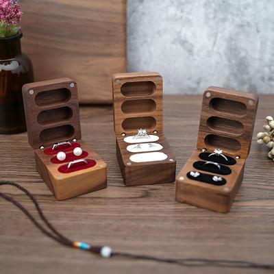 Hochzeitsring-Box Holz-Schmuckkästchen Antiker Chinesischer Stil Aufbewahrungsboxen Ohrringe Ringe Organizer