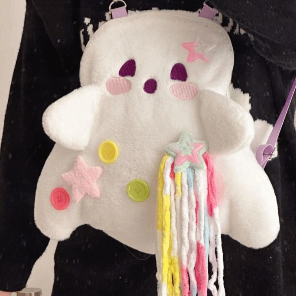 Korean Style Plush Ghost Backpack Large Capacity School Bag Doll Stuffed Plush Bag  Kindergarten
