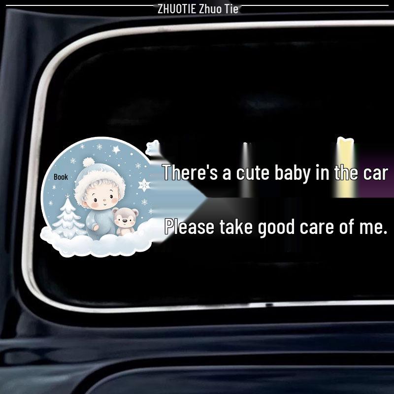 Cute Baby on Board: Reflective Waterproof Car Sticker