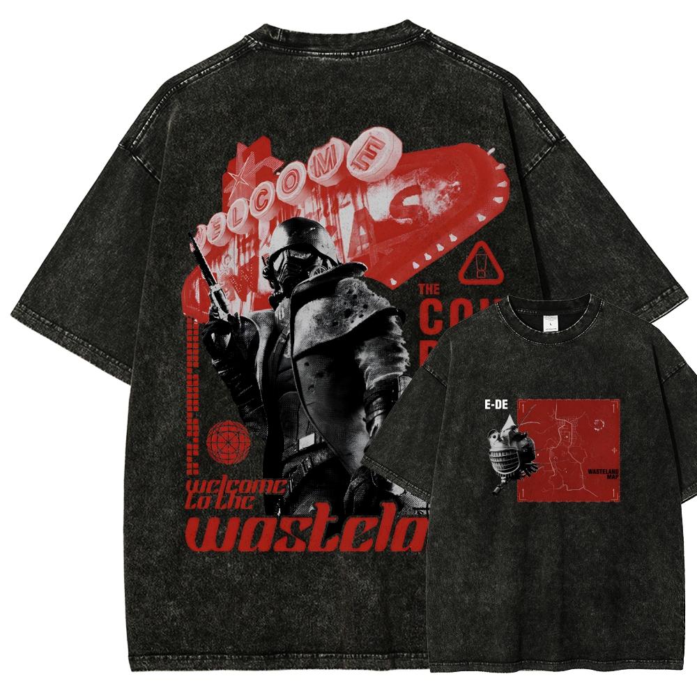 Fallout Anime Lover Washed T-shirt Year Round Clothing High Quality Personality Clothes Plus Size Unisex New Model Couples Tee