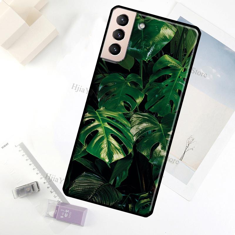 Leaves Monstera Green Case For Samsung Galaxy S23 Ultra Note 20 10 S9 S10 Plus S20 S21 FE S22 Ultra Phone Cover