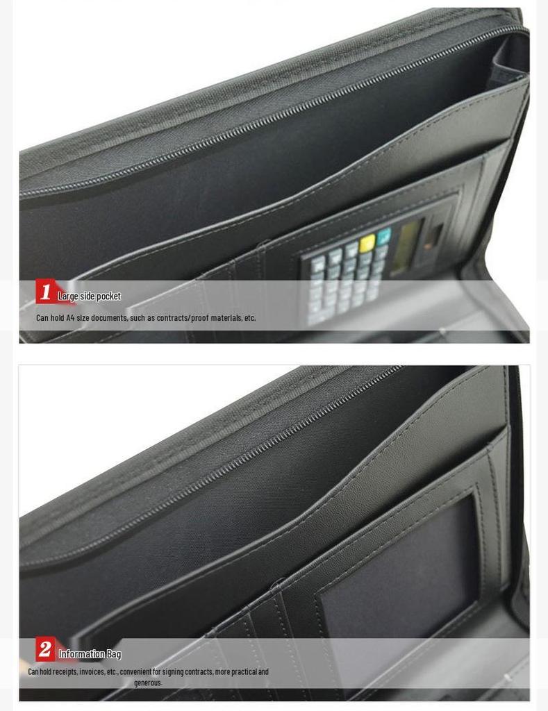 Moderner A5 Multifunktionaler PU Business Ordner mit Reißverschluss, Taschenrechner und Logo-bereitem Verkaufsleiter-Clip