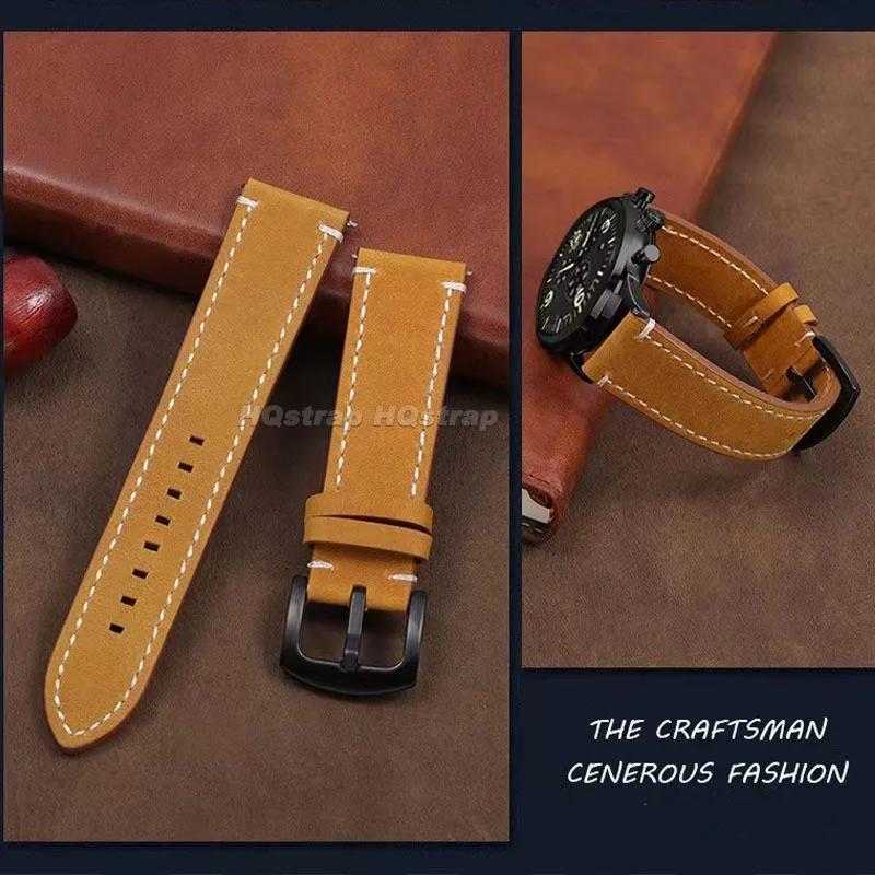 Retro Leather Band 18mm 19mm 20mm 21mm 22mm 24mm Soft Strap Waterproof Bracelet for Seiko Watchband Quick Release Wristband