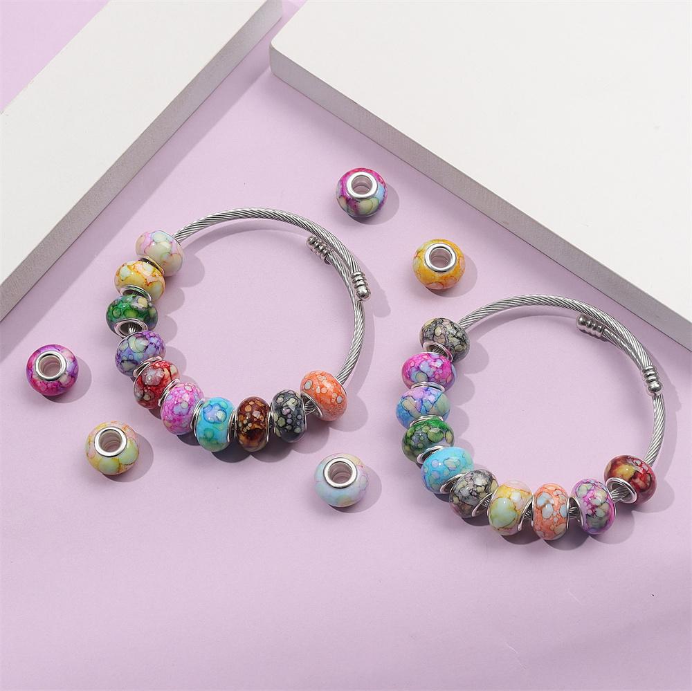30/50/100pcs Large Hole European Colored Resin Beads European Pendant Bracelet Necklace DIY Bracelet Necklace Pen Jewelry Making