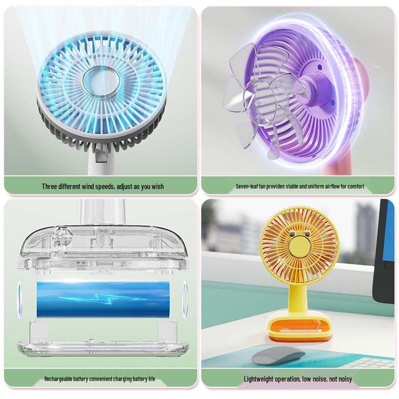 Mini Cartoon USB Desk Fan - Colorful Summer Office & Student Gift