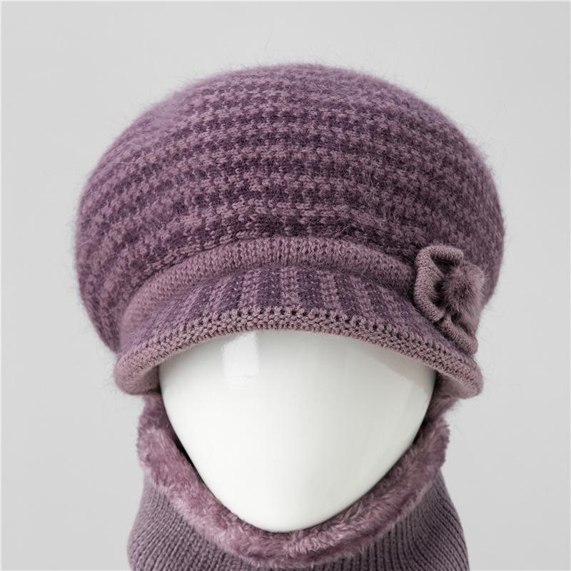 Autumn and winter hats Women's knitted hats Fleece warm wool hats Cold-proof cotton hats