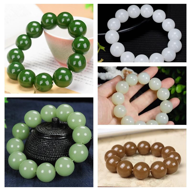 Bracciale in Giada Verde Stile Cinese | Perline di Cristallo Curativo Naturale Gioiello Spirituale Regalo per Donne