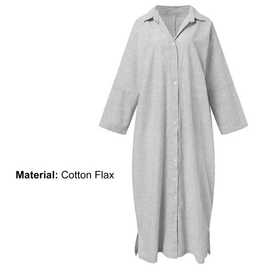 Hemdkleid Gestreift Einreihig Sommer Locker sitzend Langes Kleid für Bankett