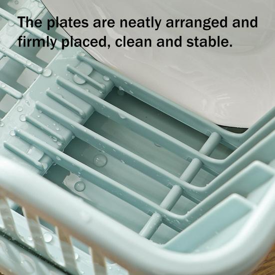 Draining Dish Rack with Drain Tray Prevents Water Accumulation Rack Large Partitioned Storage Organizer for Kitchen