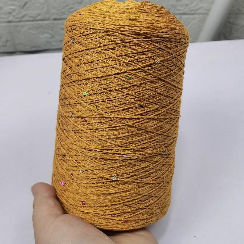 Number 6 Coarse Fine Crochet Thread Sequin Silk Linen Lace Thread with Pearl Beads DIY Scarf Sweater Knitting