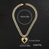 Hip Hop Diamond Heart Wings Pendant Necklace, European and American Cuban Chain Decoration Alloy Heart Shaped Men's Necklace