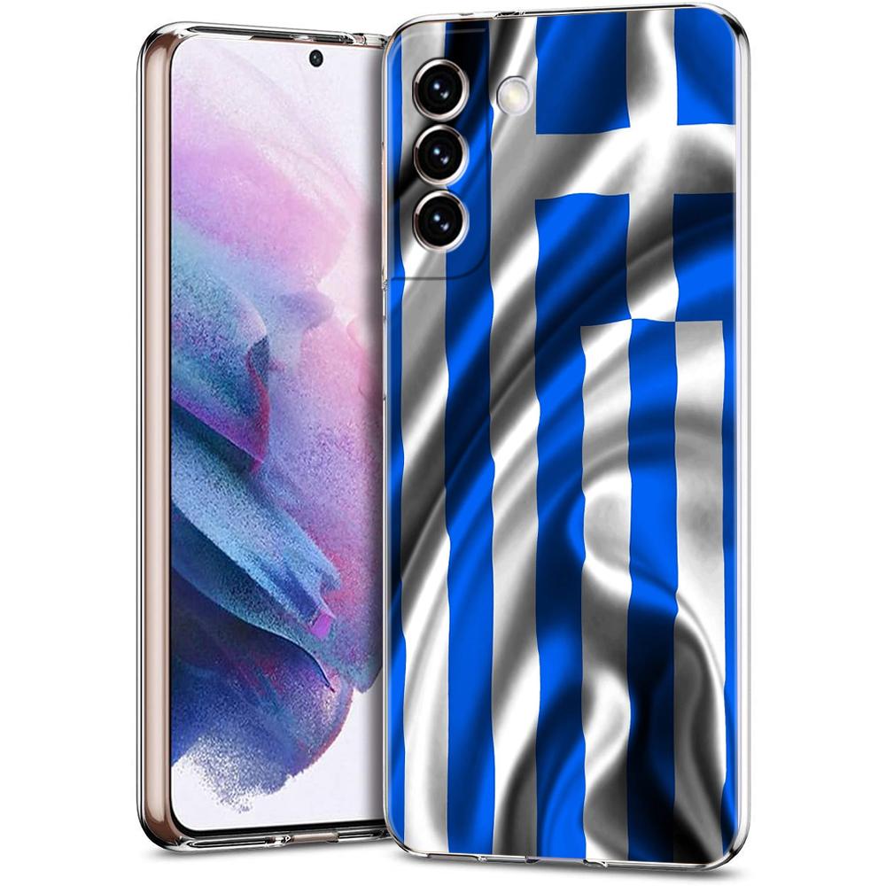 Transparent for Samsung Galaxy S25 S24 S23 S22 S20 S21 FE Ultra S24 S23 S10 S10E S9 Plus Phone Case Soft TPU Greece Greek Flag
