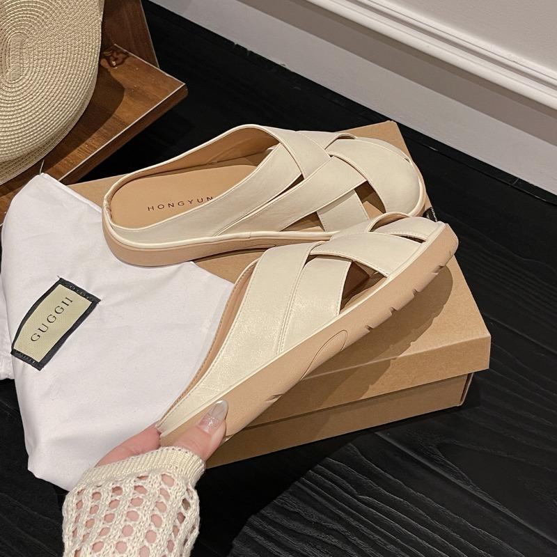 Casual version of baotou half slippers women's summer new outer wear one pedal lazy woven pig cage cool slippers