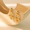 Fashionable Gold Geometric Heart Dangle Earrings With Faux Pearl For Ladies