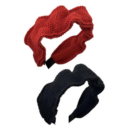 Hair Hoop Non-Pressing Design Soft Knit Headband Wide Pleated High Hair Accessory Crown Autumn Winter