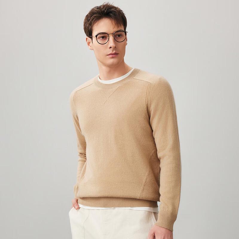 Komom Boka Men's 100% Cashmere Saddle Shoulder Round Neck Sweater