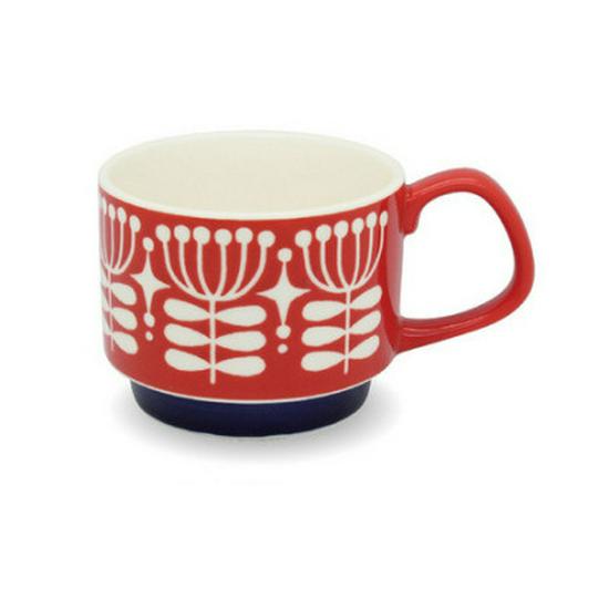 Japanese Retro INS Ceramic Drip Coffee Mug with Print - Stackable Creative Couple Breakfast Cup