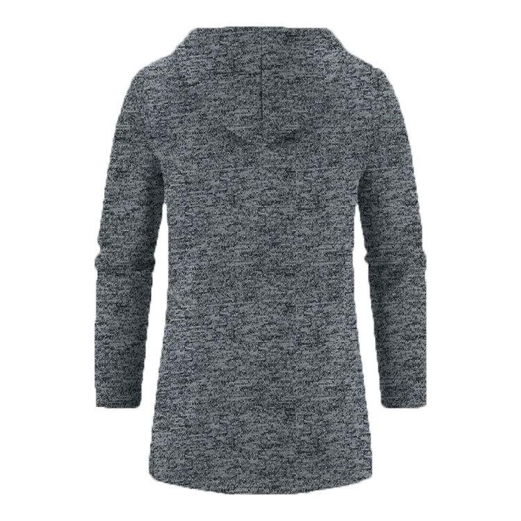 Men's Plus Size Hooded Mid-Length Fleece Knit Cardigan