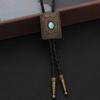 Punk Style Bolo Tie with Emblem Charm Necktie Necklace Costume Accessory